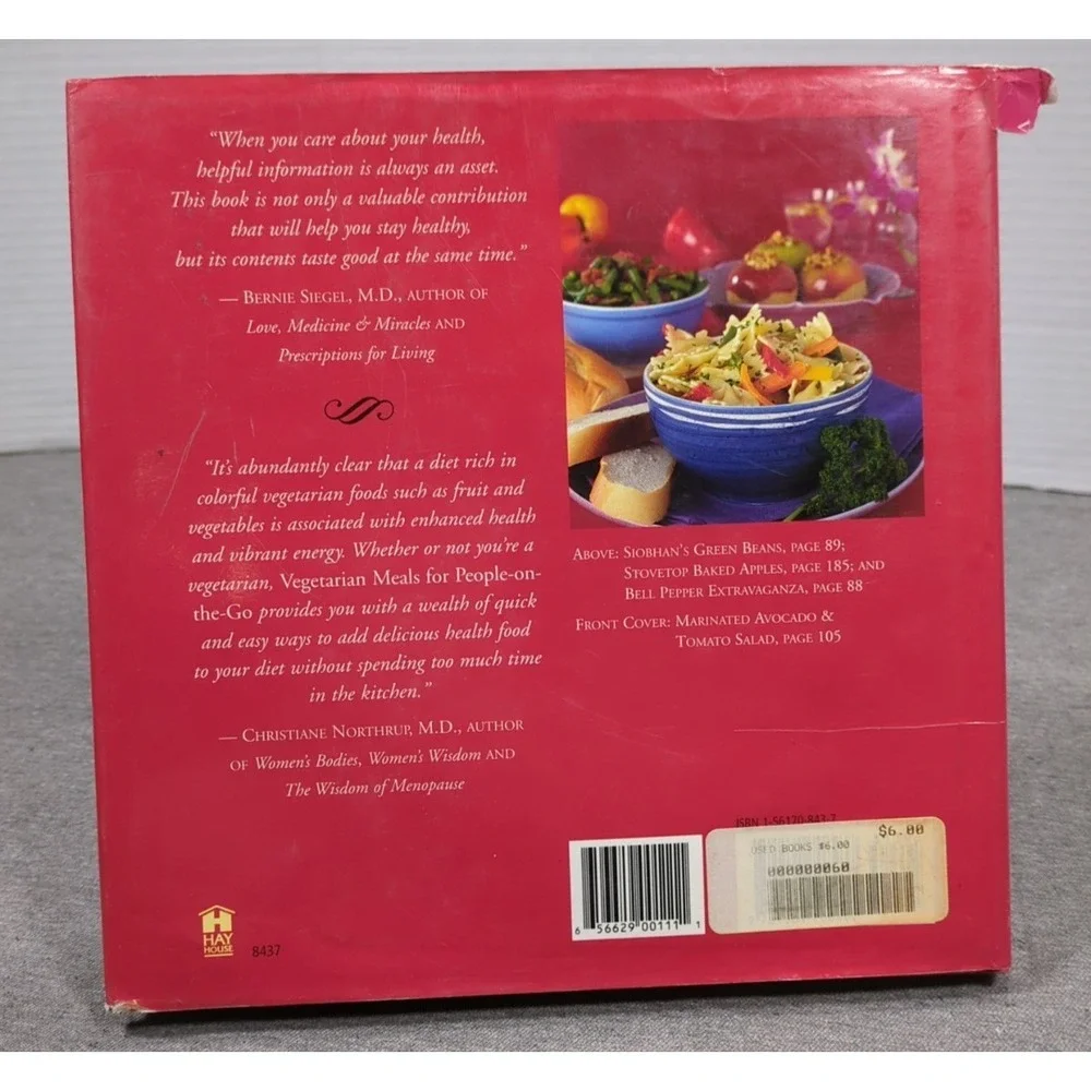 2002 Vegetarian Meals‎ For People On The Go by Vimala Rodgers VTG HC 101 Recipes